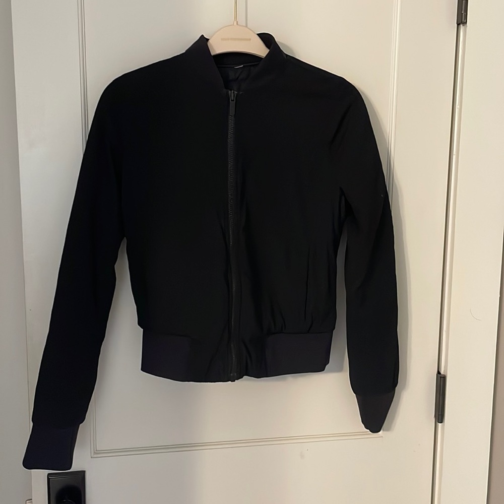 Black Lulu Lemon Reversible Bomber Jacket